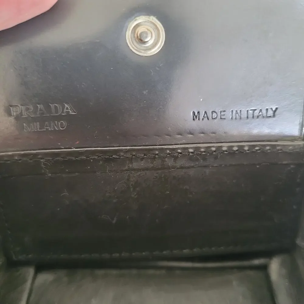 Prada Wallet Black Nero Coin Case Holder Pouch Leather Compact Mini Vintage Retr